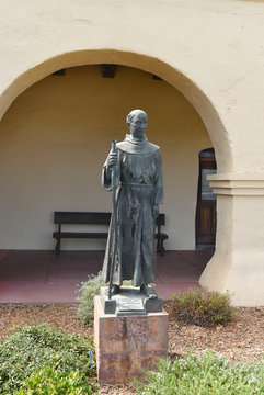 SOLVANG, CALIFORNIA - SEPTEMBER 21, 2016: Junipero Serra Statue Santa Ines Mission. Father Serra founded the first 9 of the 21 California Missions.