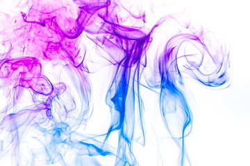 Colored smoke on white background