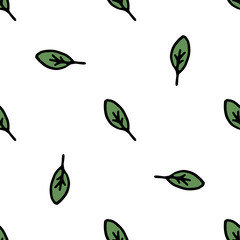 Seamless pattern of green leaves. Leaves vector background.