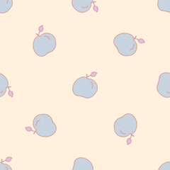 Seamless delicate light pattern with fruits apples, peaches Seamless design for fabric, cover, banner, interior, children's clothing, print for packaging cosmetics, gift packaging