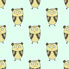 Childish seamless pattern with cute cartoon owls. Trendy scandinavian vector background. Perfect for kids apparel,fabric, textile, nursery decoration,wrapping paper