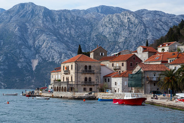 Fototapeta na wymiar Iconic image of Perast town in Montenegro