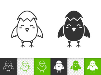 Chick easter egg shell simple line vector icon