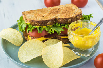 Fresh homemade BLT sandwich.