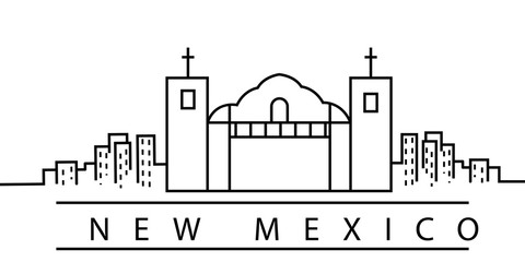 Obraz premium New Mexico city line icon. Element of USA states illustration icons. Signs, symbols can be used for web, logo, mobile app, UI, UX