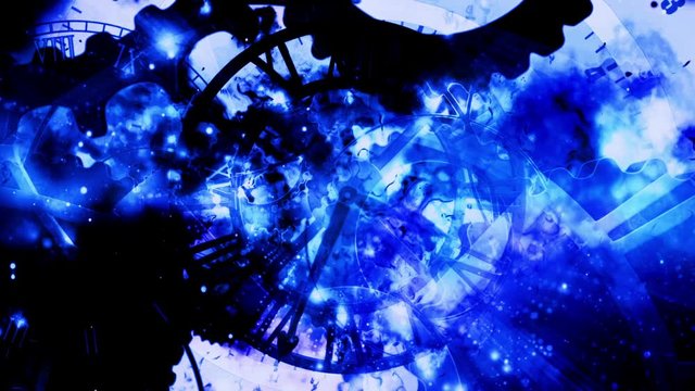 Blue cosmic clock looping abstract background