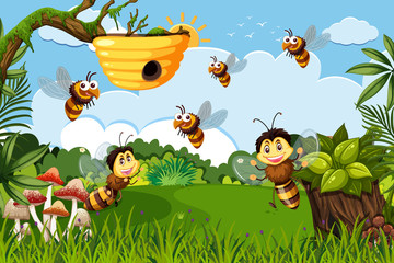 Bee in jungle scene
