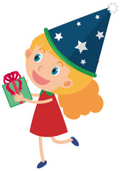 Single character of girl on white background