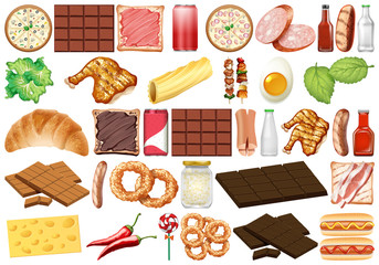 Set of isolated objects theme - desserts and food