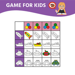Educational game for children. Coloring book. Logical task for preschoolers. Kids activity sheet. Vector illustration