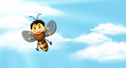 Sky background with bee flying