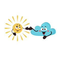 Cute cloud with sun. Emotions. Vector illustrations can use for cards, fridge magnets, stickers, posters, funny print, interior design.