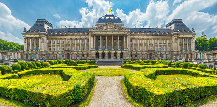 Royal Palace in City of Brussels in Belgium at sunny summer day