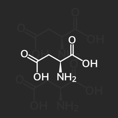 Aspartic amino acid (Asp) chemical formula