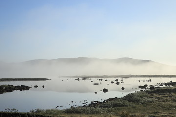 landscape with lake and mountains