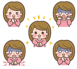 女性　様々な表情
