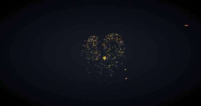 40 years anniversary motion graphic 4K footage with golden color particles and number. Background with alpha channel