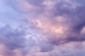 The purple beautiful sunset clouds