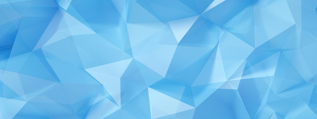 Blue, turquoise background with crystals, triangles. 3d illustration, 3d rendering.