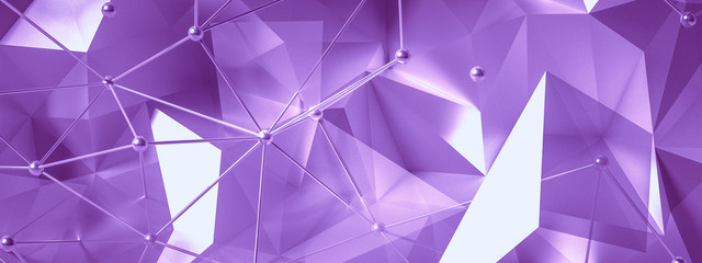 Obraz premium Magenta background with crystals, triangles. 3d illustration, 3d rendering.