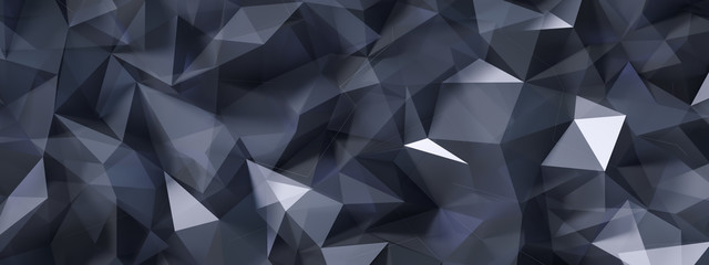 Black gray background with crystals, triangles. 3d illustration, 3d rendering.