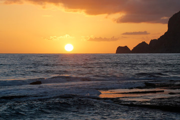 silhouette of alanya city at sunset