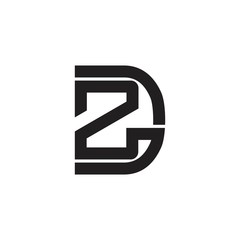 letter dz simple geometric linear logo vector