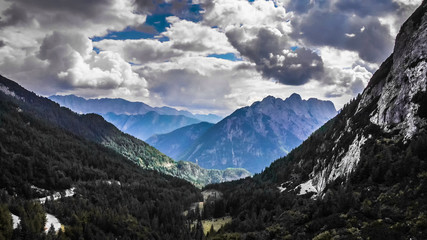 Obraz premium Triglav mountains in triglav national park, part of Julian Alps in Slovenia.