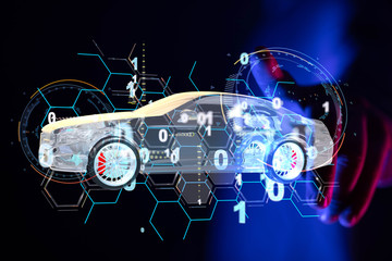 digital car technology smart in virtuel room