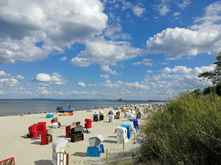 Beach baskets on the Baltic Sea on Usedom - obrazy, fototapety, plakaty