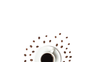 Coffee cup and coffee beans
