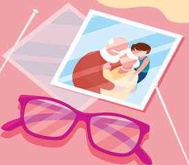 photo of cute old couple hugged with glasses