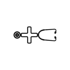 Stethoscope Icon with plus symbol. Flat style vector EPS.