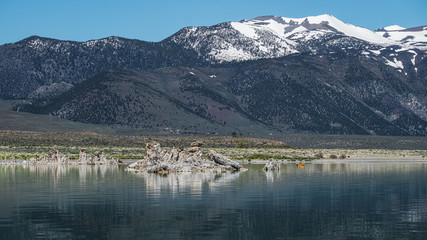 Mono Lake and Mountains. Spectacular View, Unique Ecosystem. Mono County, California