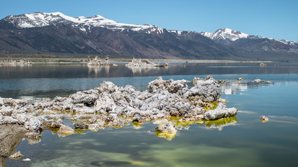 Mono Lake Tufa State Natural Reserve, California. Tufa Towers, and Mountains in Background. Mono County, California