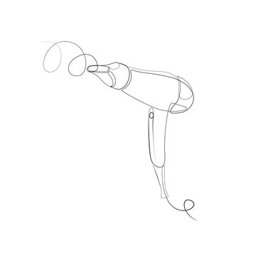 recommend clip art: Hairdryer one line drawing on white isolated background for store, banner and business card. Vector illustration