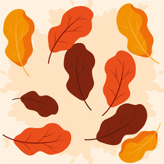 hello autumn poster with leafs pattern