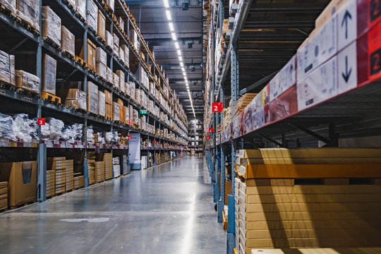 Warehouse aisle in an IKEA store