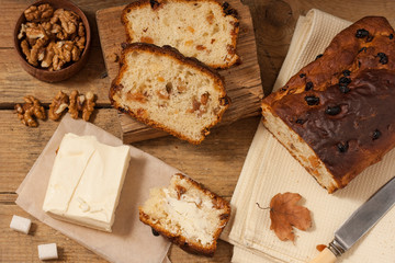 Barmbrack or bairin breac is a traditional Irish sweet yeast bread with grapes and raisins, often eaten with afternoon tea butter and traditionally served on Halloween.