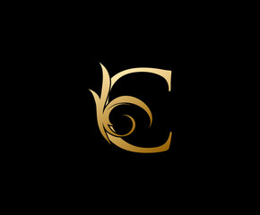 Gold Letter C Logo Icon design. Perfect for fashion, Jewelry, Beauty Salon, Hotel Logo. Cosmetics, Spa Logo. Resort and Restaurant Logo. 