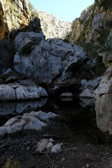 Die Felsenschlucht Torrent de Pareis bei Sa Calobra in der Serra de Tramuntana,  Mallorca, Balearen, Spanien