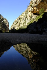 Die Felsenschlucht Torrent de Pareis bei Sa Calobra in der Serra de Tramuntana,  Mallorca, Balearen, Spanien