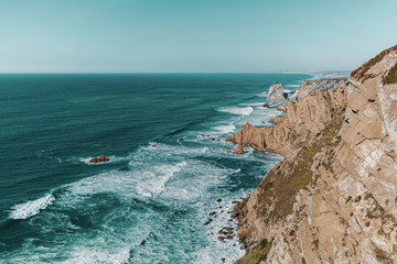 Waves crushing on the Atlantic ocean shore