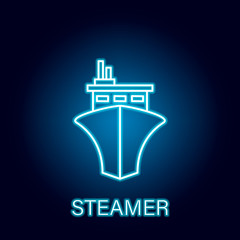 streamer sea transport outline icon in neon style. Signs and symbols can be used for web, logo, mobile app, UI, UX