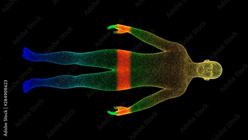 Aufkleber Futuristic motion element user interface information technology virtual biomedical holographic human body scan diagnostic with data and telemetry head up display for background computer desktop screen