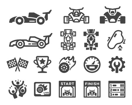 Racing And Car Race Icon Set,vector And Illustration
