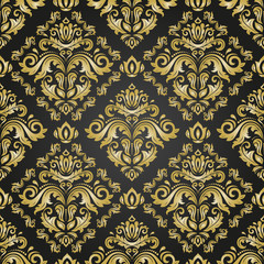 Classic seamless vector black and golden pattern. Damask orient ornament. Classic vintage background. Orient ornament for fabric, wallpaper and packaging