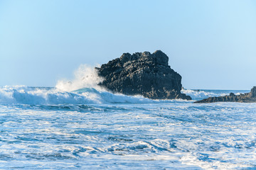 Waves crushing on the Atlantic ocean shore