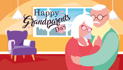 happy grandparents day poster with couple hugged