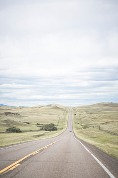 Driving south on scenic route Highway 287 south of Augusta, Central Montana, USA.